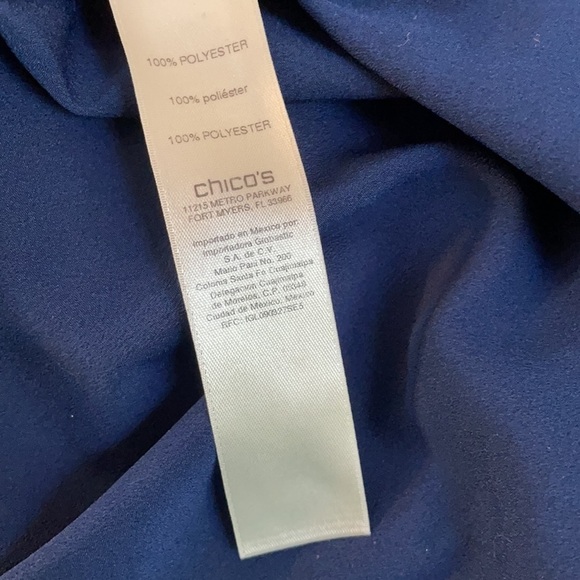 CHICO'S henley Navy Blue 3/4 button down Size Large 12 corpcore office business - Picture 6 of 8